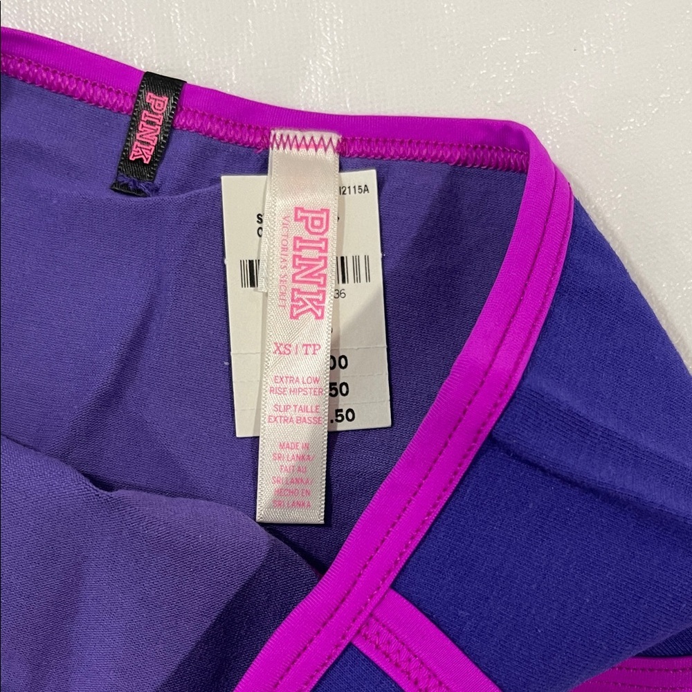 PINK Victoria's Secret Deep Blue Panties with Pink Trim - Picture 2 of 3